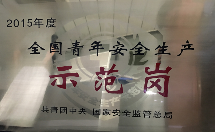 2015獲全國青年安全生產(chǎn)示范崗